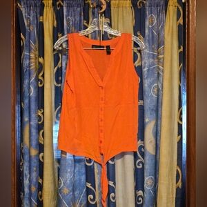INC International Concepts Orange Sleeveless Blouse Size Medium